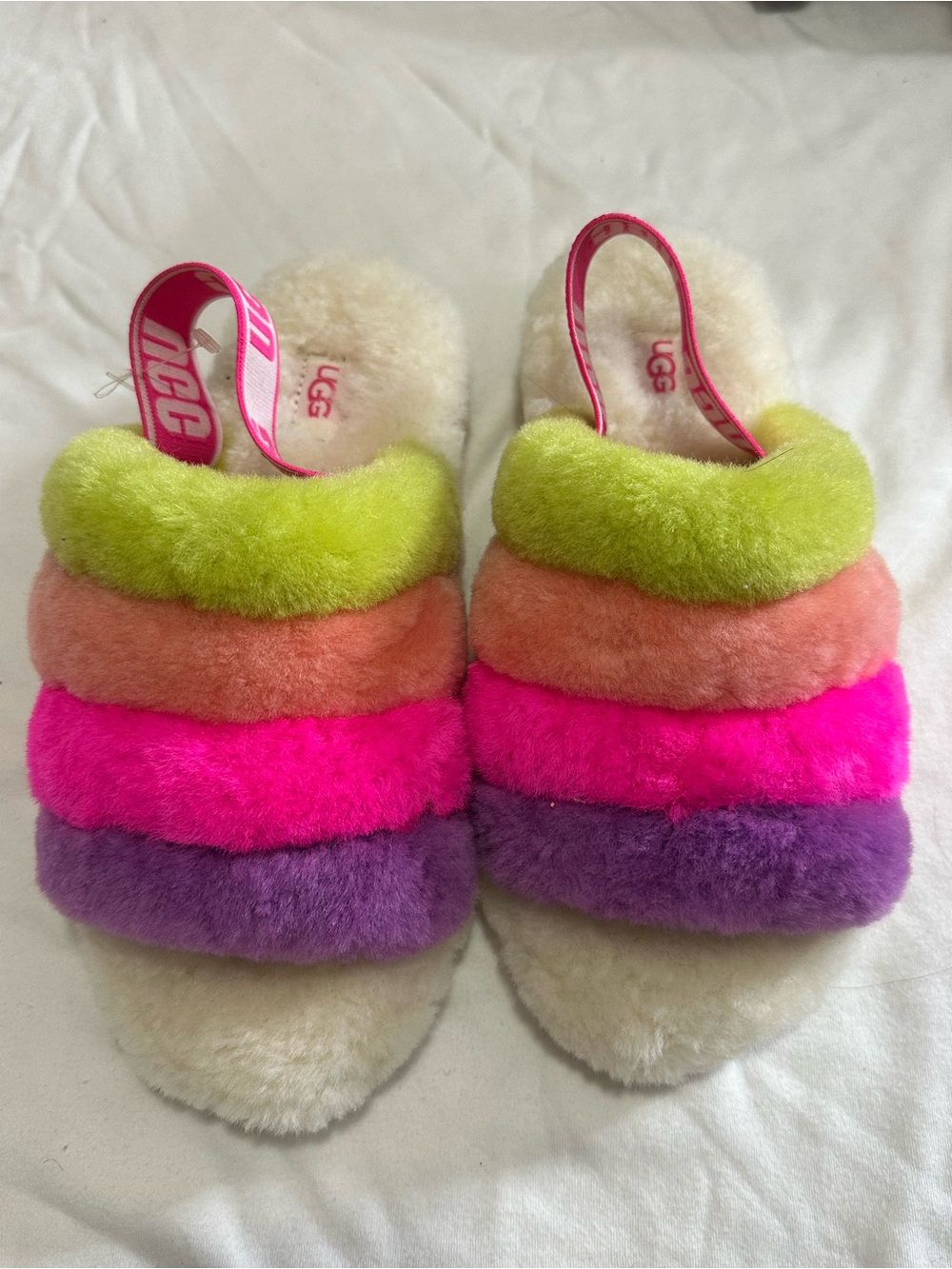 UGG Rainbow Shearling Slide Sandals